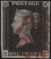 140179 1840 1D BLACK PL.4 (SG2)(OD) FINE USED.
