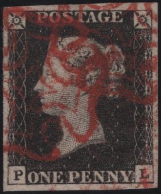 140182 1840 1D BLACK PL.4 (SG2)(PL) FINE USED.