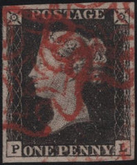 140182 1840 1D BLACK PL.4 (SG2)(PL) FINE USED.