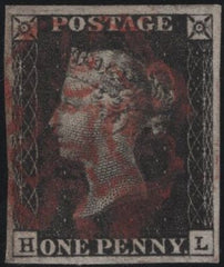 140183 1840 1D BLACK PL.4 (SG2)(HL) FINE USED.