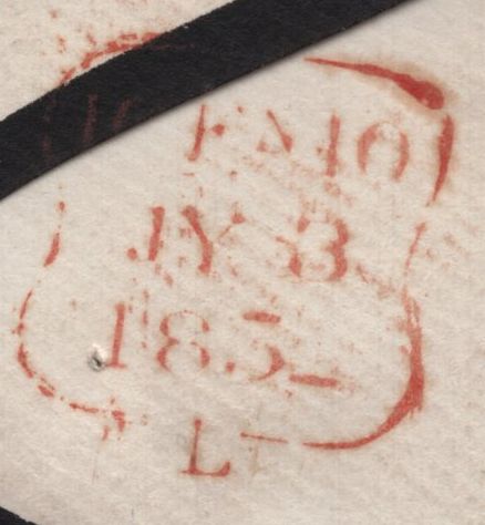 140194 1852 MOURNING ENVELOPE USED IN LONDON WITH 1D PL.135 (SG8a)(HC).