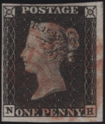 140197 1840 1D BLACK PLATE 1A (SG2)(NH) FINE USED.