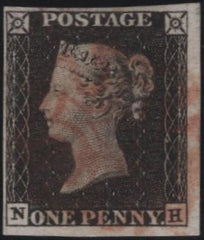 140197 1840 1D BLACK PLATE 1A (SG2)(NH) FINE USED.