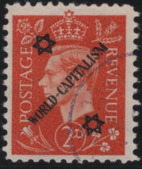 140225 1944 2D GERMAN PROPAGANDA FORGERY EXTREME WORLD POLITICS 'WORLD-CAPITALISM' OVERPRINT, VERY FINE 'USED'.
