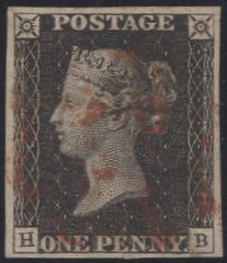 140233 1840 1D BLACK PL.6 (SG2)(HB) FINE TO VERY FINE USED.