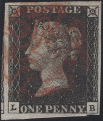 140234 1840 1D BLACK PL.6 (SG2)(LB 'L DOUBLE' SPEC AS41b) FINE USED.