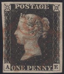 140235 1840 1D BLACK PL.6 (SG2)(AE) FINE USED.