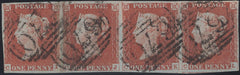 140254 1845 1D PL.62 (SG8) GOOD TO FINE USED HORIZONTAL STRIP OF FOUR CI CJ CK CL.