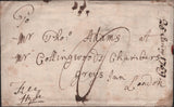140263 1759 FRAUDULENT FREE FRANK FROM ALNWICK, NORTHUMBERLAND TO LONDON WITH 'ALNE/WICK' TWO LINE HANDSTAMP (NR8).