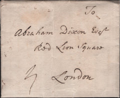 140265 1753 MAIL ALNWICK  TO LONDON WITH EARLIEST RECORDED 'ALNE/WICK' HANDSTAMP (NR8).