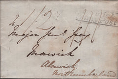 140273 1839 MAIL LONDON TO ALNWICK WITH 'Alnwick/Penny Post' HANDSTAMP (NR49).