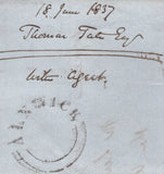 140282 1837 LETTER BILTON HOUSE, NORTHUMBERLAND TO ALNWICK WITH RARE MANUSCRIPT 'Alnwick Penny Post'.