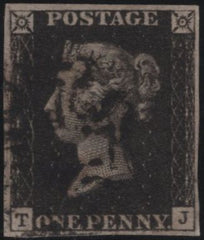 140284 1840 1D BLACK PL.8 (SG2)(TJ RE-ENTRY SPEC AS49a) GOOD USED.