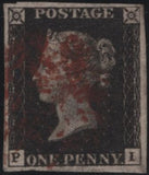140288 1840-41 MATCHED PAIR 1D BLACK PL.8 (SG2) AND 1D RED (SG7) LETTERED PI, FINE USED.