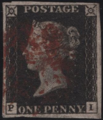 140288 1840-41 MATCHED PAIR 1D BLACK PL.8 (SG2) AND 1D RED (SG7) LETTERED PI, FINE USED.