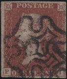 140288 1840-41 MATCHED PAIR 1D BLACK PL.8 (SG2) AND 1D RED (SG7) LETTERED PI, FINE USED.
