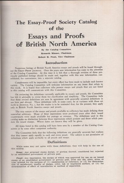 140429 'THE ESSAYS AND PROOFS OF BRITISH NORTH AMERICA' COMPILED BY MINUSE AND PRATT.
