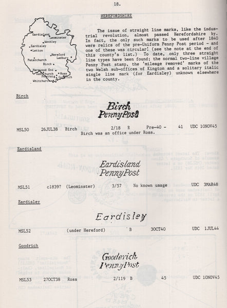 140432 "THE UNDATED STRAIGHT LINE AND NUMBERED RECEIVING HOUSE MARKS OF THE MIDLAND COUNTIES 1840-1860' FIRST EDITION.