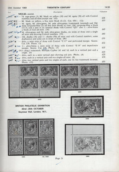 140433 1969 ROBSON LOWE 'GREAT BRITAIN' AUCTION CATALOGUE 29TH OCT 1969.