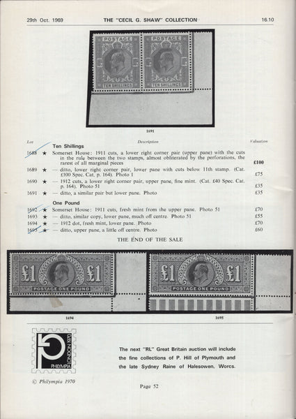 140433 1969 ROBSON LOWE 'GREAT BRITAIN' AUCTION CATALOGUE 29TH OCT 1969.