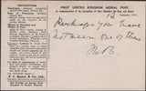 140743 1911 FIRST U.K. AERIAL POST, LONDON EMERGENCY ENVELOPE IN BROWN USED TO CLAPHAM RISE.