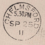140744 1911 FIRST U.K. AERIAL POST LONDON EMERGENCY ENVELOPE IN OLIVE-GREEN USED TO CHELMSFORD.