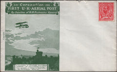 140745 1911 U.K. FIRST AERIAL POST, GOOD UNUSED LONDON ENVELOPE IN BRIGHT GREEN.