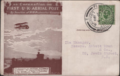 140746 1911 FIRST U.K. AERIAL POST, LONDON POSTCARD IN BROWN WITH 'REMINGTON TYPEWRITER COMPANY' ADVERT (LONDON OFFICE).