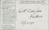 140752 1911 FIRST U.K. AERIAL POST LONDON ENVELOPE IN BRIGHT GREEN TO BOURNEMOUTH.