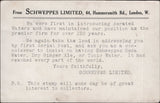 140754 1911 FIRST U.K. AERIAL POST, LONDON POSTCARD IN BROWN WITH 'SCHWEPPES' ADVERT.