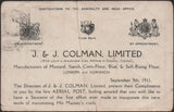 140756 1911 FIRST U.K. AERIAL POST, USED LONDON POSTCARD IN BROWN TO DUBLIN WITH 'J. & J. COLMAN, LIMITED' ADVERT.