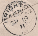 140761 1911 FIRST U.K. AERIAL POST, LONDON EMERGENCY ENVELOPE IN OLIVE-GREEN TO KENT, REDIRECTED TO BRIGHTON.