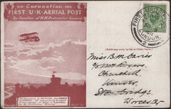 140764 1911 FIRST U.K. AERIAL POST, LONDON POSTCARD IN BROWN TO STOURBRIDGE.