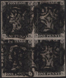 140834 1840 1D BLACK PL.5 (SG2) GOOD USED BLOCK OF 4.