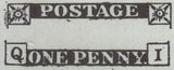 140838 1840 1D BLACK PLATE 7 (SG2) GOOD USED HORIZONTAL STRIP OF FOUR, GOOD TO FINE USED.