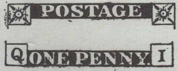140838 1840 1D BLACK PLATE 7 (SG2) GOOD USED HORIZONTAL STRIP OF FOUR, GOOD TO FINE USED.