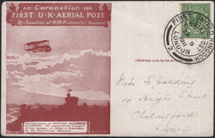 140843 1911 FIRST U.K. AERIAL POST LONDON POSTCARD IN BROWN TO CHELMSFORD WITH POEM ON REVERSE.