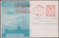 140845 1937 FACSIMILE 1911 FIRST U.K. AERIAL POST LONDON POSTCARD IN BLUE TO LONDON.
