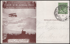 140846 1911 FIRST U.K. AERIAL POST LONDON POSTCARD IN BROWN TO LONDON.