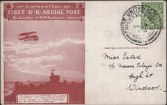 140850 1911 FIRST U.K. AERIAL LONDON POSTCARD IN BROWN TO WINDSOR.