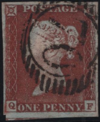 140864 1844 1D PL.49 (SG8)(QF) VERY FINE USED.