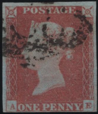 140868 1847 1D PL.74 (SG8)(AE) GOOD USED, MISSING IMPRIMATUR LETTERING.