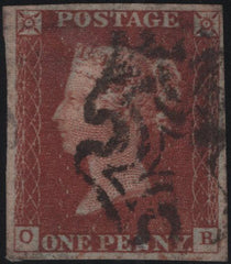 140874 1843 1D PL.37 (SG8)(OB) GOOD TO FINE USED WITH MALTESE CROSS CANCELLATION.