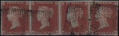 140876 1851 1D PL.131 (SG8) GOOD USED STRIP OF FOUR ED EE EF EG.