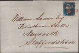 140885 1840 WRAPPER WORSLEY, MANCHESTER TO 'TRENTHAM HALL', STAFFS, 1840 2D BLUE PL.1 (SG5)(ML).