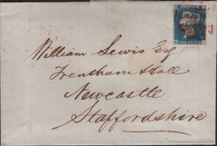 140885 1840 WRAPPER WORSLEY, MANCHESTER TO 'TRENTHAM HALL', STAFFS, 1840 2D BLUE PL.1 (SG5)(ML).