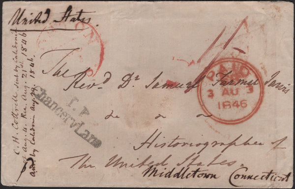 140889 1846 MAIL CHANCERY LANE TO CONNECTICUT, USA, POSTAGE PAID IN CASH.