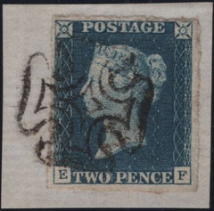 140892 1840 2D BLUE PL.1 (SG5)(EF) ON SMALL PIECE WITH VERY FINE GREENOCK DISTINCTIVE MALTESE CROSS (SPEC D1vd).