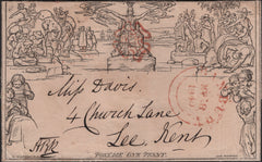 140893 1840 1D MULREADY LETTERSHEET BANBURY, OXON TO LEE, KENT USED MAY 8TH 1840.