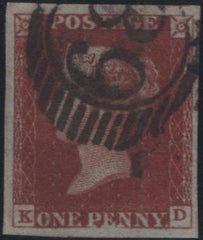 140911 1844 1D PL.52 (SG8)(KD 'BURR' UNDER VALUE) FINE USED.